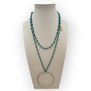 Meghan Bo Designs Turquoise Beaded 36” Lariat Necklace
